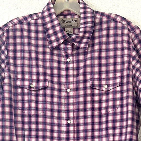 Wrancher By Wrangler Womens Pink and Purple Pearl Snap Top Size Large - Picture 2 of 4